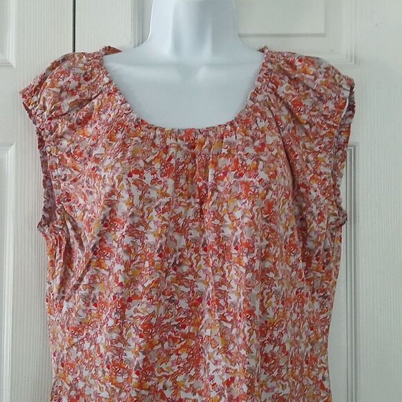 Ann Taylor Loft Factory printed short sleeve casual top Sz XL EUC - Picture 3 of 7
